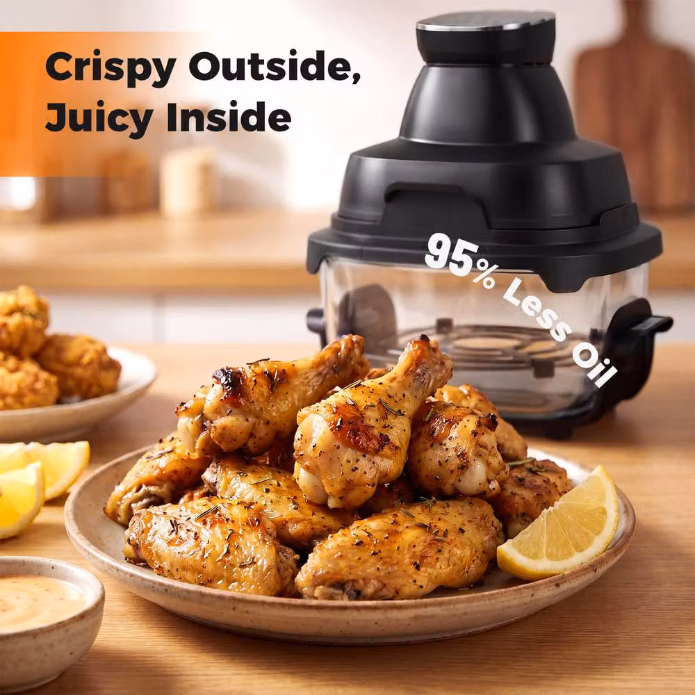 Costway 6-in-1 Portable Glass Air Fryer and Baker with Lids, 1500W, Black – 4