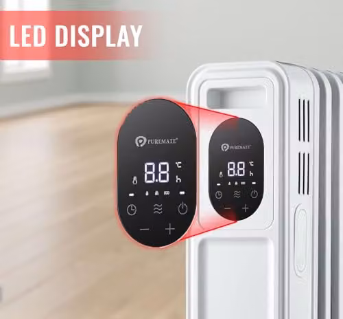 PureMate 2300W White Oil Filled Radiator with Remote Control – 2