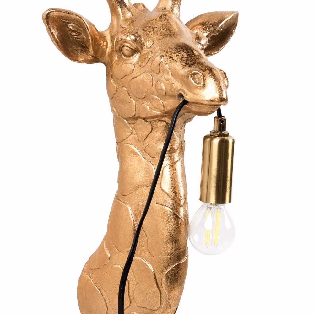 Wyld and Coco Giraffe Glamour Polyresin Wall Lamp in Gold/Brass with Warm White LED – 2