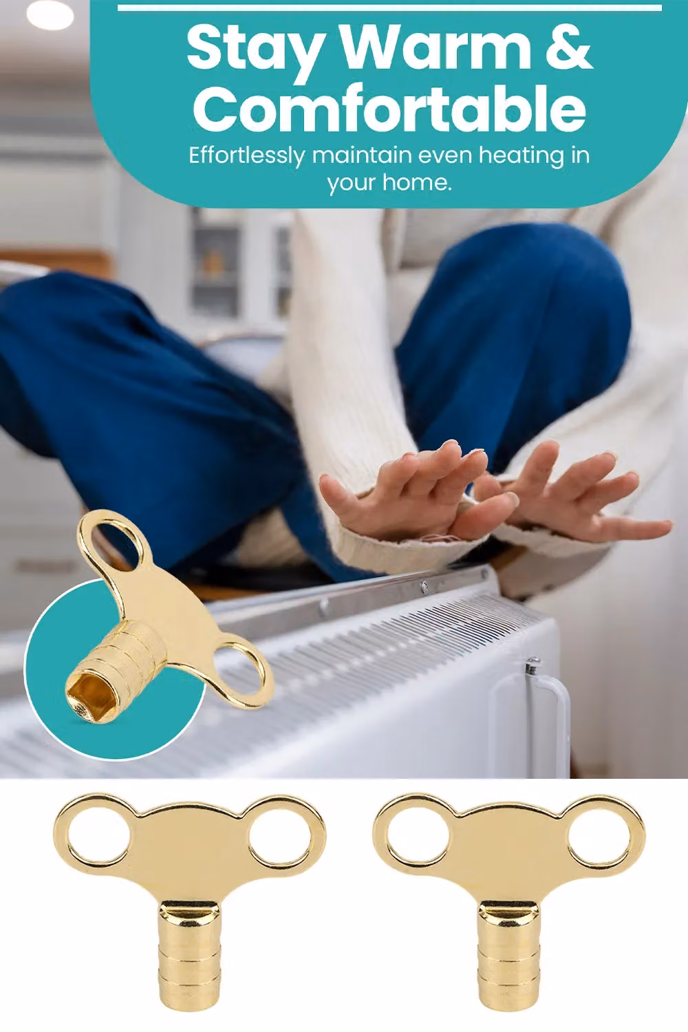 Neel Blue Heavy Duty Brass Universal Radiator Bleed Key, Gold, Pack of 2 – 2