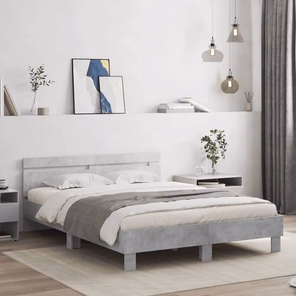 Berkfield Home Bed Frame in Concrete Grey, W/D/H: 140 x 190 cm – 2