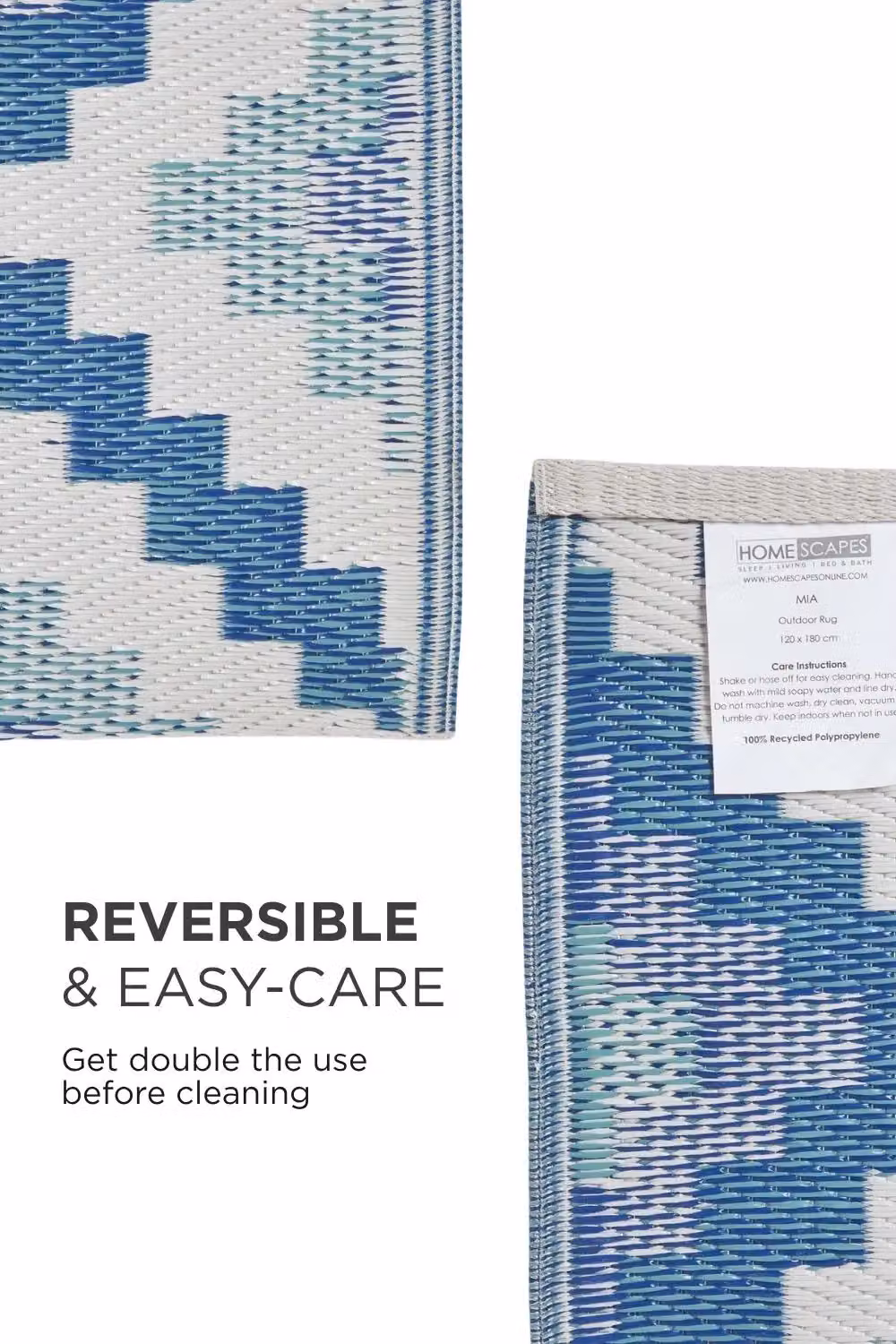 Homescapes Blue Mia Aztec Luxury Outdoor Rug, Reversible Geometric Woven Design, W/D/H: 270 x 180 x 1 cm – 4