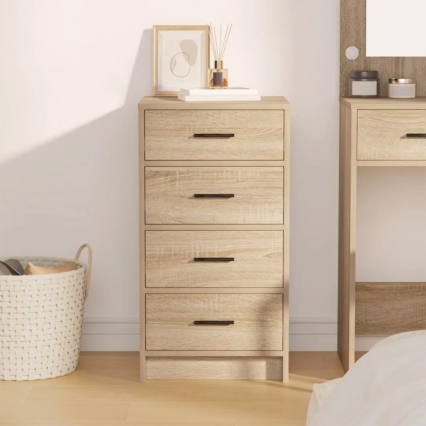 Berkfield Home Sonoma Oak Sideboard in Beige, W/D/H: 40 x 41 x 75 cm – 2