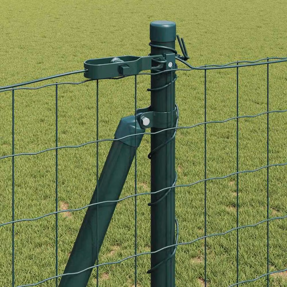 Berkfield Home Green Euro Fence with 7 Flanged Posts, Galvanised Steel, W: 10 m, H: 1.2 m – 3