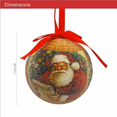 The Christmas Workshop Set of 14 Classic Santa Red and Green Christmas Baubles, Diameter: 7.5 cm – 3