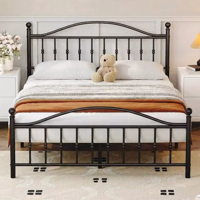 VOGREX Classic Metal Platform Bed Frame in Black – 1