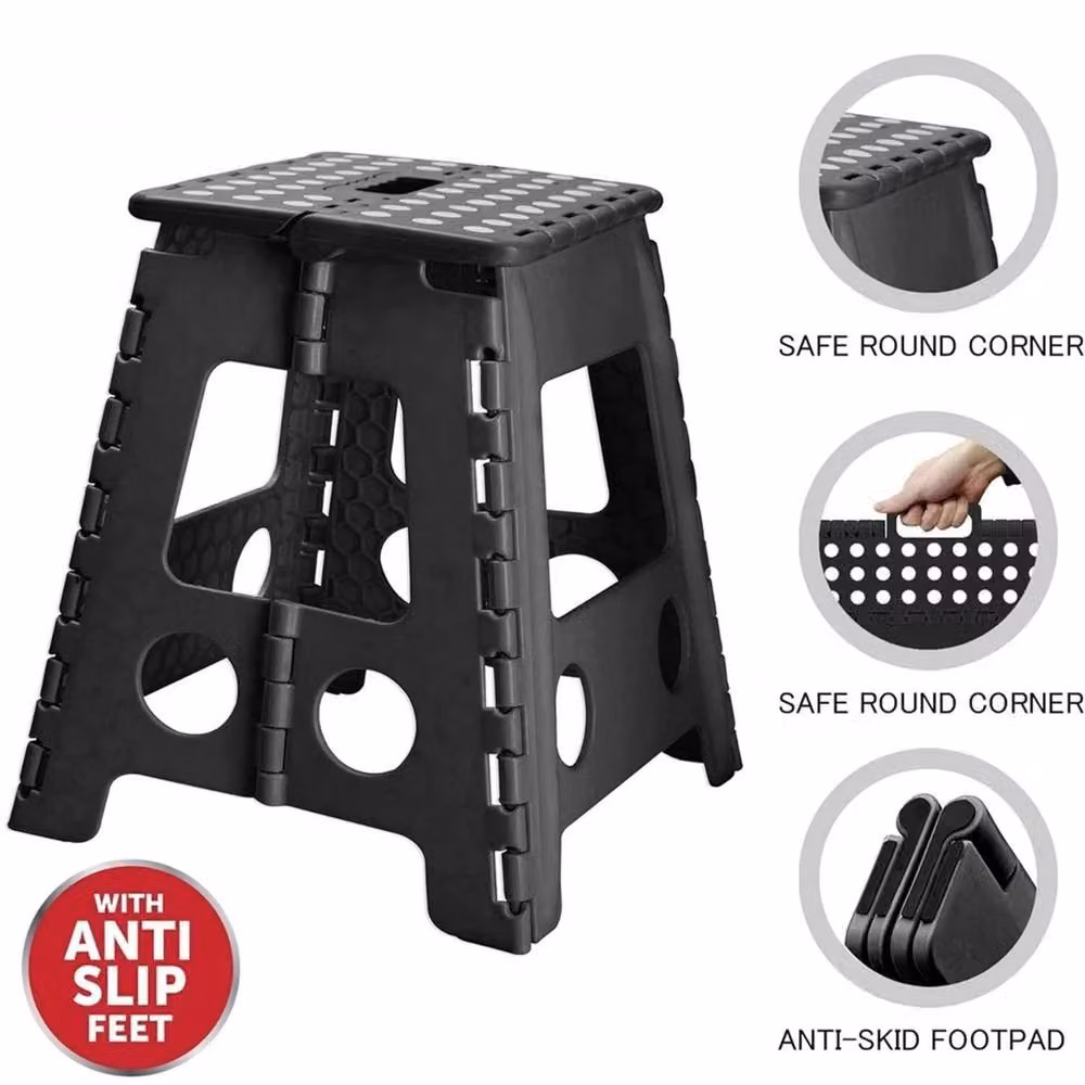 Kelvenix Multi-Purpose Heavy Duty Folding Step Stool with Handle, Black, 150kg Capacity – 3