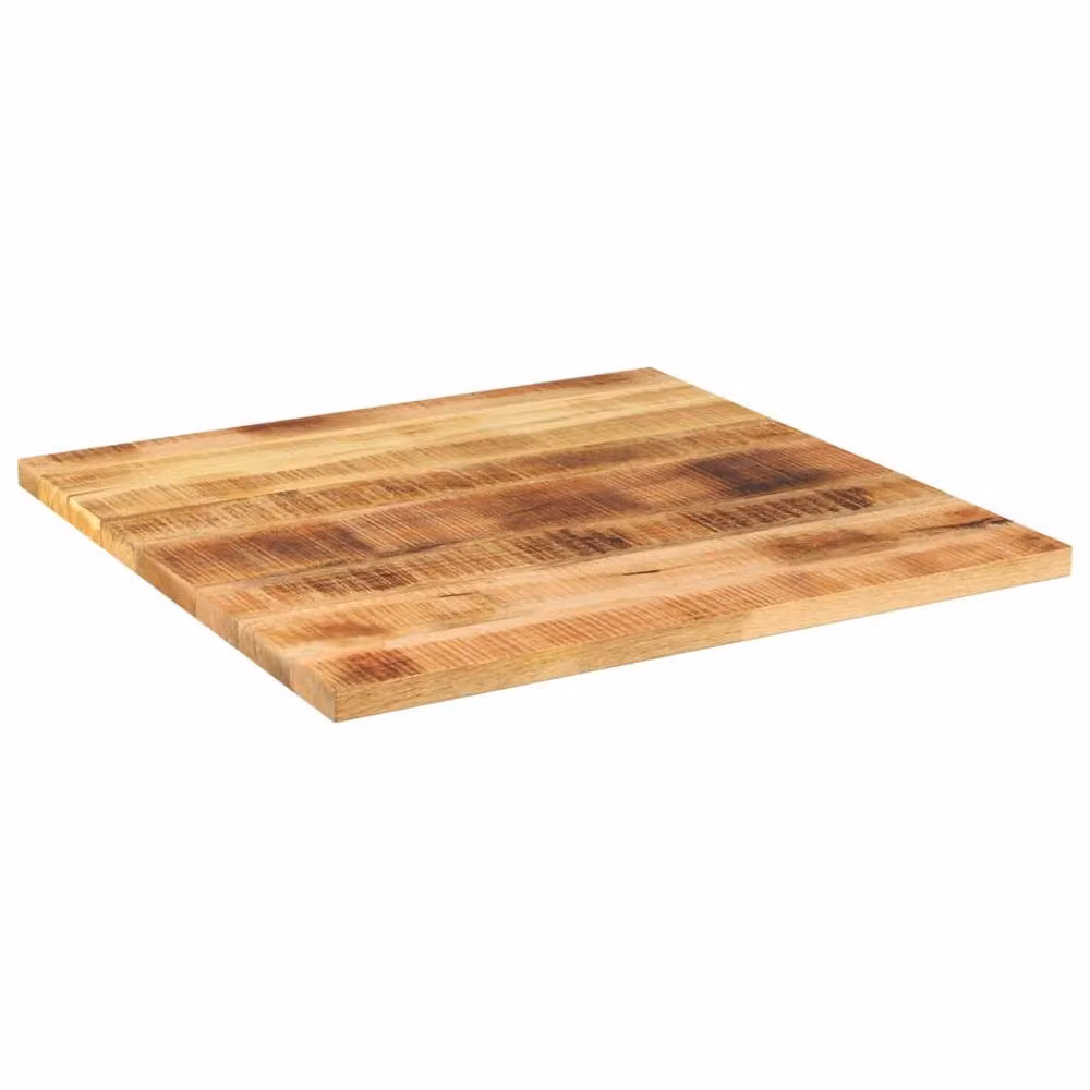 Berkfield Home Square Solid Wood Rough Mango Table Top, Brown, W: 80 cm, D: 80 cm, H: 1.5 cm – 2