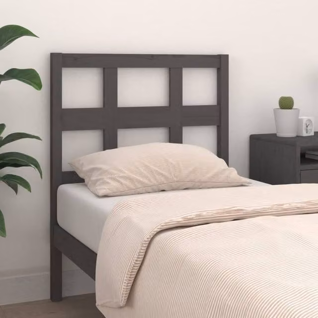 Berkfield Home Beautiful Bed Headboard in Grey Solid Pine, W/D/H: 95.5 x 4 x 100 cm – 1