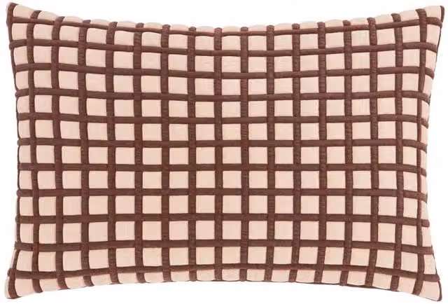 Furn Softie Grid Quilted Plush Rectangular Cushion in Brown, W: 60 cm, H: 40 cm