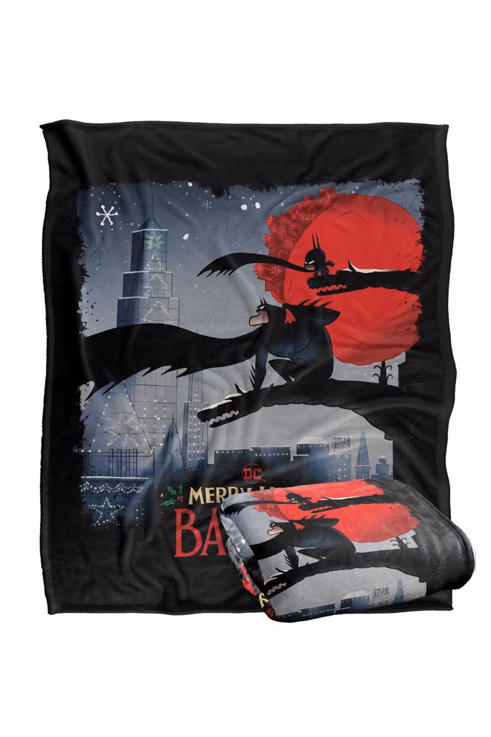 Warner Bros. Merry Little Batman Skyline Silky Touch Super Soft Fluffy Polyester Throw Blanket in Multicolour, Extra Large – 2