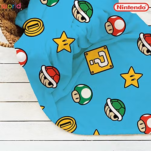 Character World Super Mario Fleece Blanket in Red and Blue – 2
