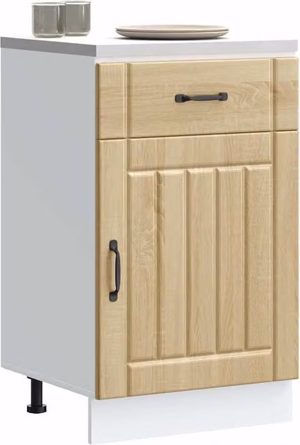 Berkfield Home Lucca Sonoma Oak Kitchen Sink Base Cabinet in Brown