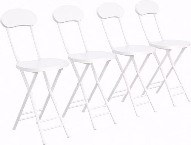 Garden Sanctuary Set of 4 White Foldable and Stackable Dining Chairs