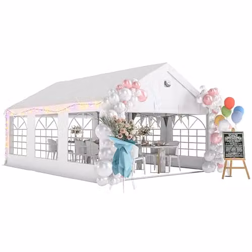 Outsunny White Gazebo with 4 Removable Sidewalls and UPF 50+ Protection, W: 6 m, D: 4 m, H: 3.02 m