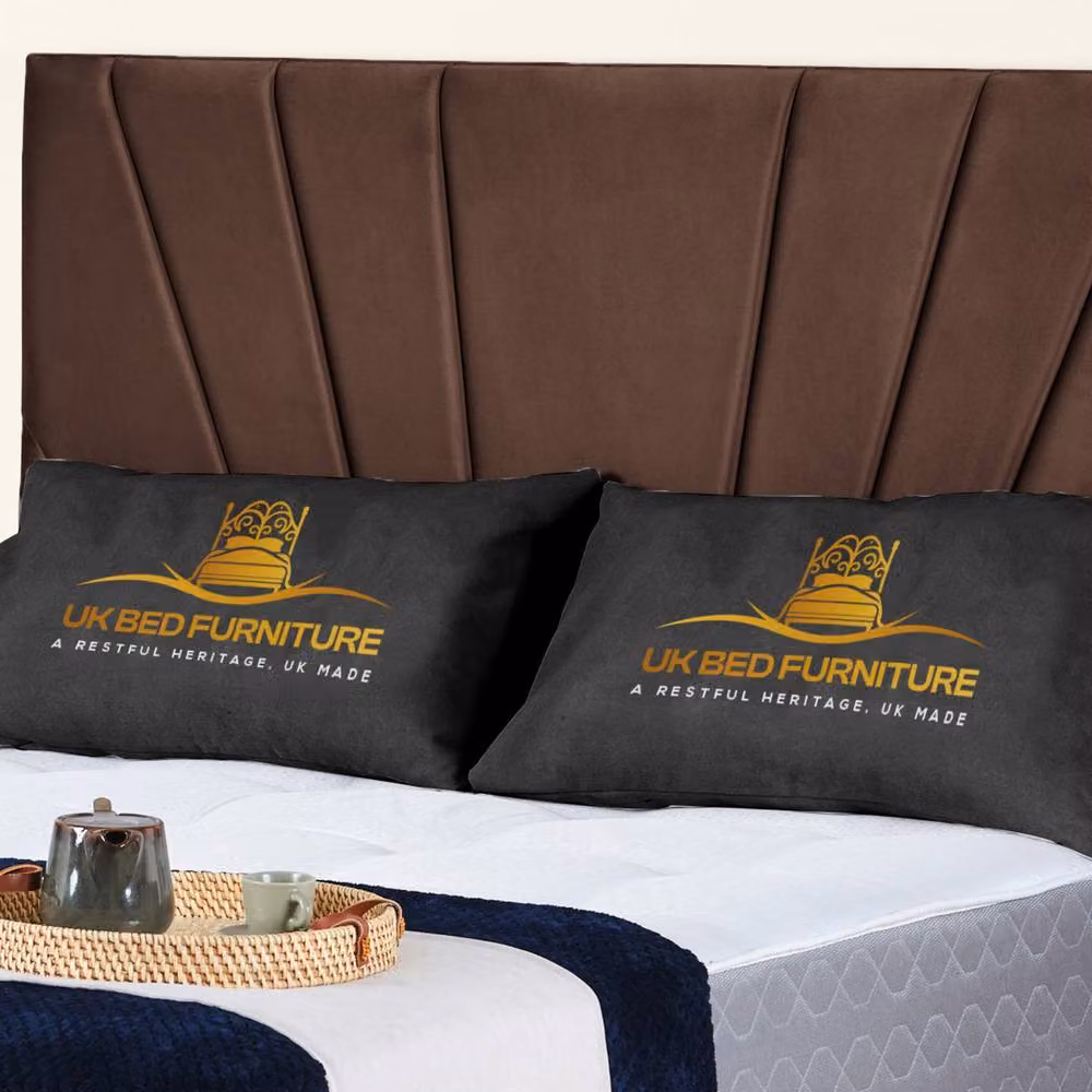 UK Bed Furniture Sunrise Brown Velvet Upholstered Slatted Base Bed W/D/H: 140 x 200 cm – 2