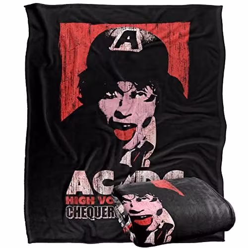 LOGOVISION AC/DC High Voltage Live 1975 Super Soft Microfibre Throw Blanket, White, W/D/H: 152 x 127 cm – 1