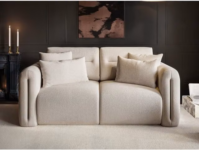 SolaceCo Mabel 2 Seater Sofa in Beige Chenille Fabric