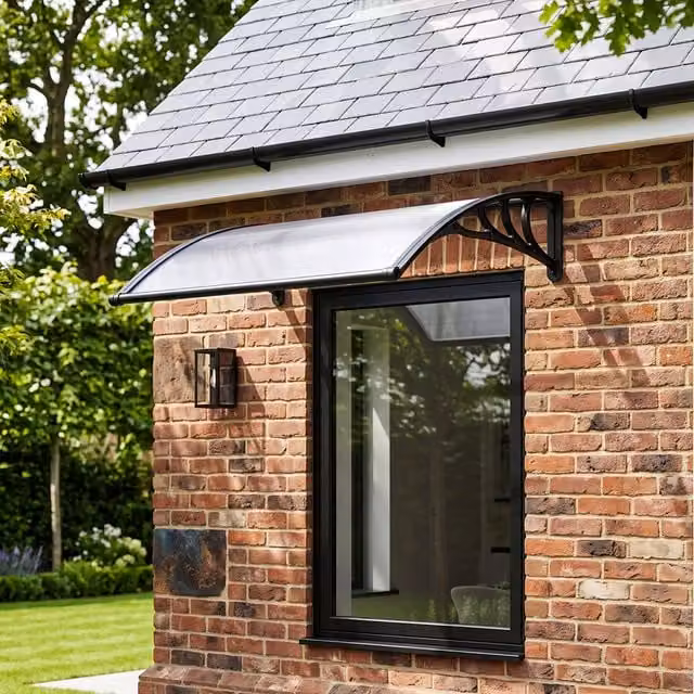 Breeins Transparent Outdoor Door Canopy with Drainage Channel, Aluminium and Polycarbonate