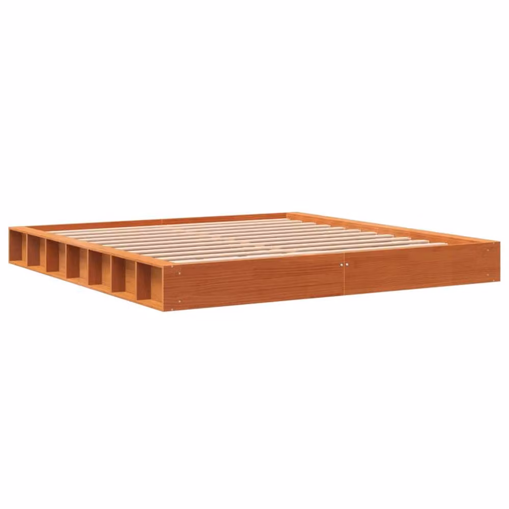 Berkfield Home Super King Solid Wood Pine Bed Frame in Waxed Brown, W: 180 cm, D: 200 cm – 3