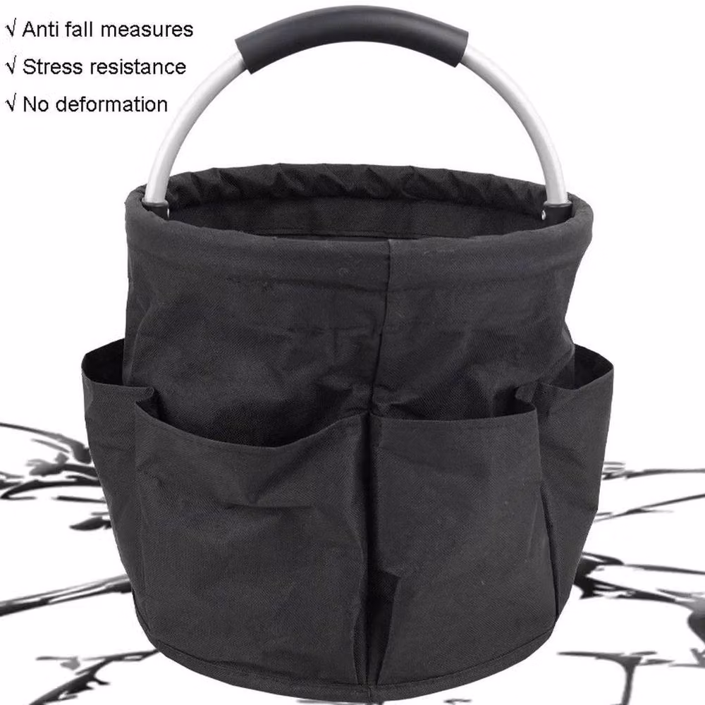 FLAVORA Foldable Black Fabric Garden Tool and Cleaning Basket Bag – 6