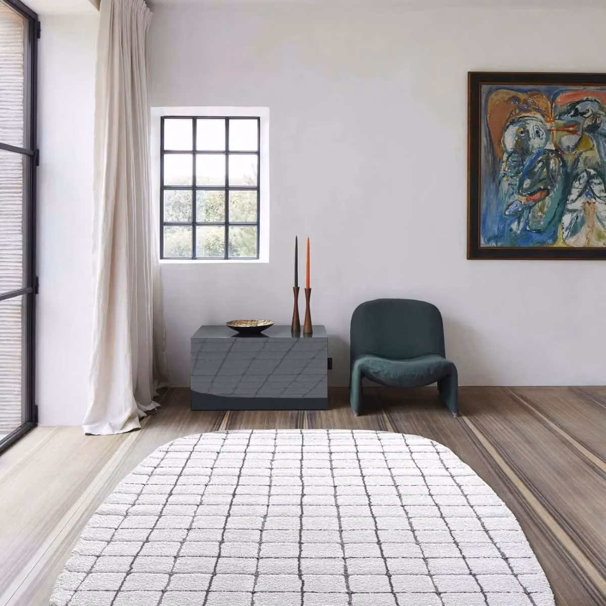 The Rug Shop UK White Modern Geometric Shaggy Area Rug, W/D/H: 160 x 230 cm – 1