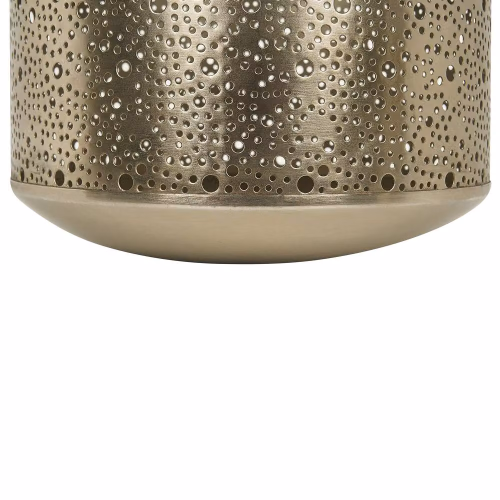 Wyld and Coco Gold Perforated Iron Pillar Candle Holder, Height: 22 cm – 5