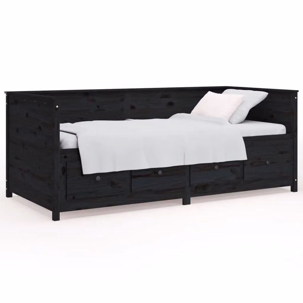Berkfield Home Rustic Black Solid Wood Pine Day Bed W/D/H: 190 x 75 x 75 cm – 2