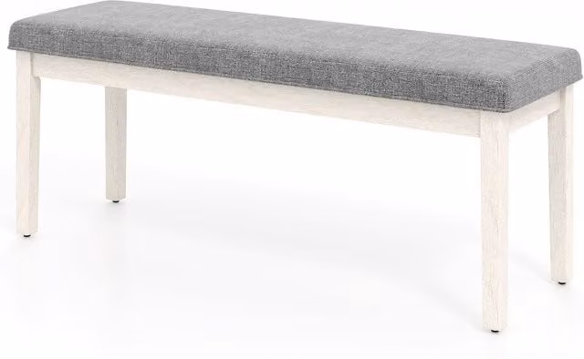Gymax Modern Upholstered Grey Linen Dining and Shoe Bench with Rubberwood Frame – 1