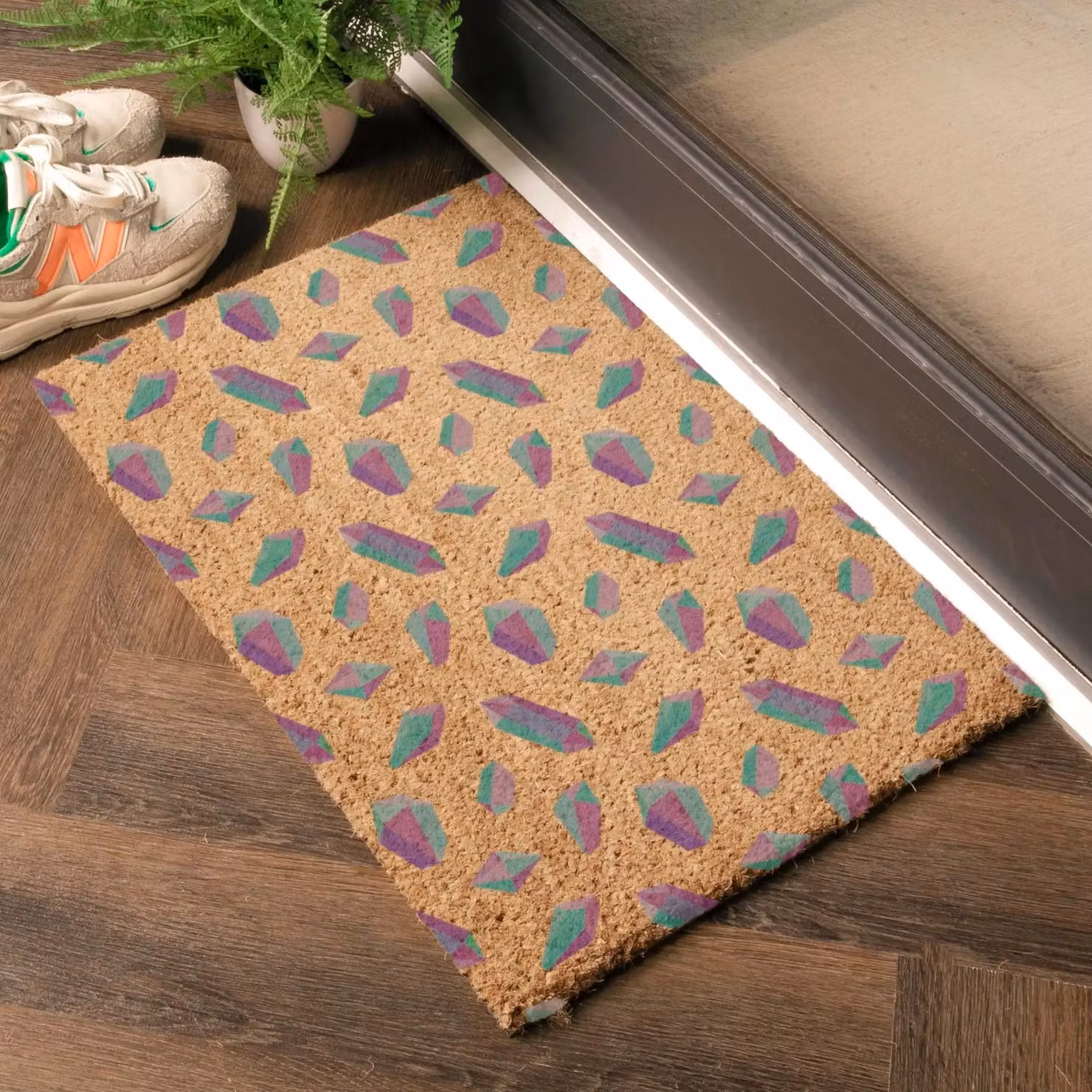 Artsy Mats Crystal Pattern Doormat in Brown and Multicolour, W: 60 cm, D: 40 cm – 2