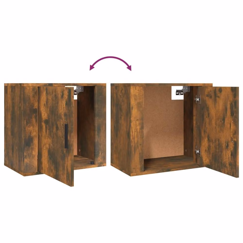 Berkfield Home Elegant Wall-mounted Bedside Cabinet in Smoked Oak Brown, W: 50 cm, D: 30 cm, H: 47 cm – 5