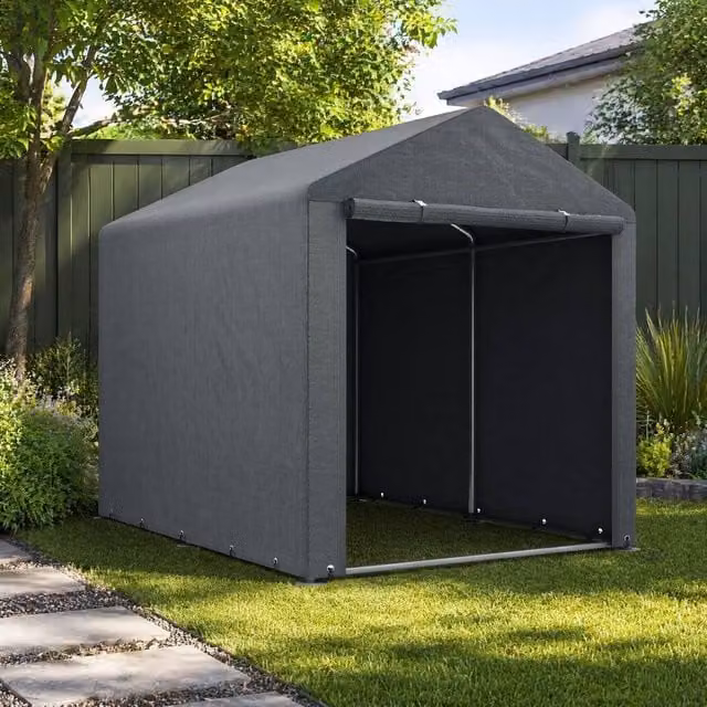 STILVORA Grey Gable Storage Shed with Single Zipped Door, W/D/H: 160 x 172 x 218 cm – 1