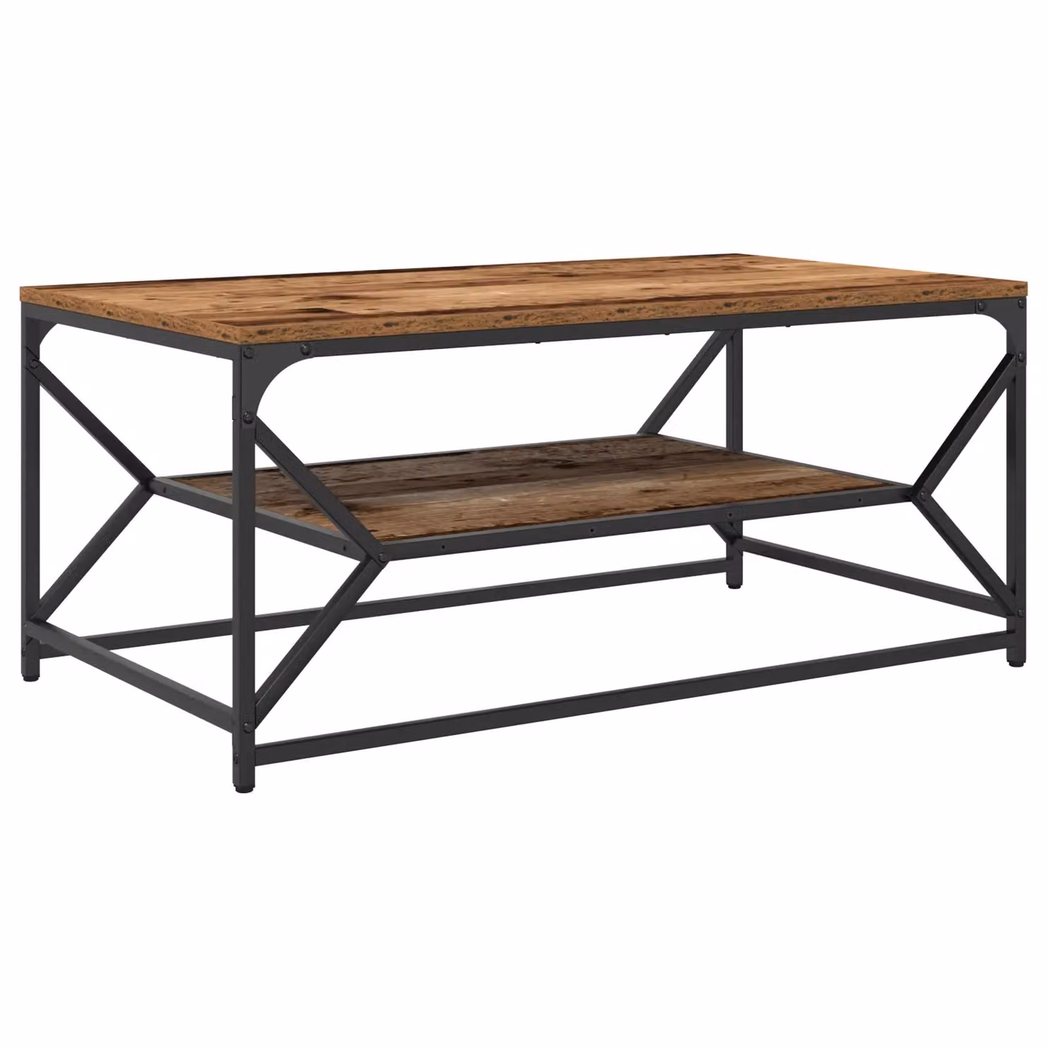 Berkfield Home Industrial Coffee Table with Shelf in Brown Old Wood, W: 90 cm, D: 50 cm, H: 40 cm – 2