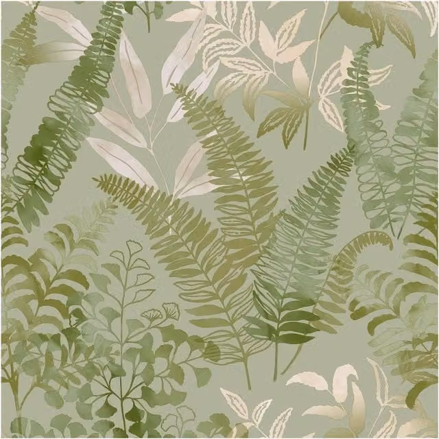 Graham & Brown Superfresco Easy Temptation Aqua Botanical Floral Wallpaper in Green and Blue, Width: 52 cm