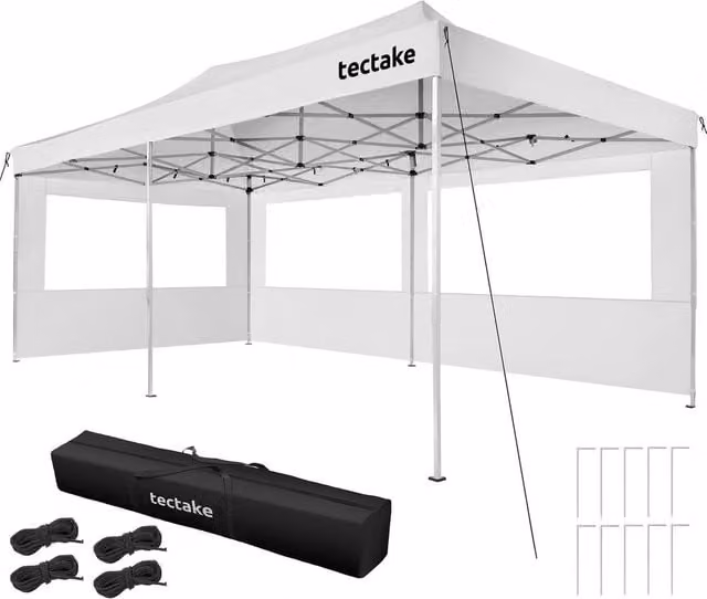 tectake Viola Aluminum Folding Pavilion in White, W/D/H: 600 x 316 x 300 cm – 1