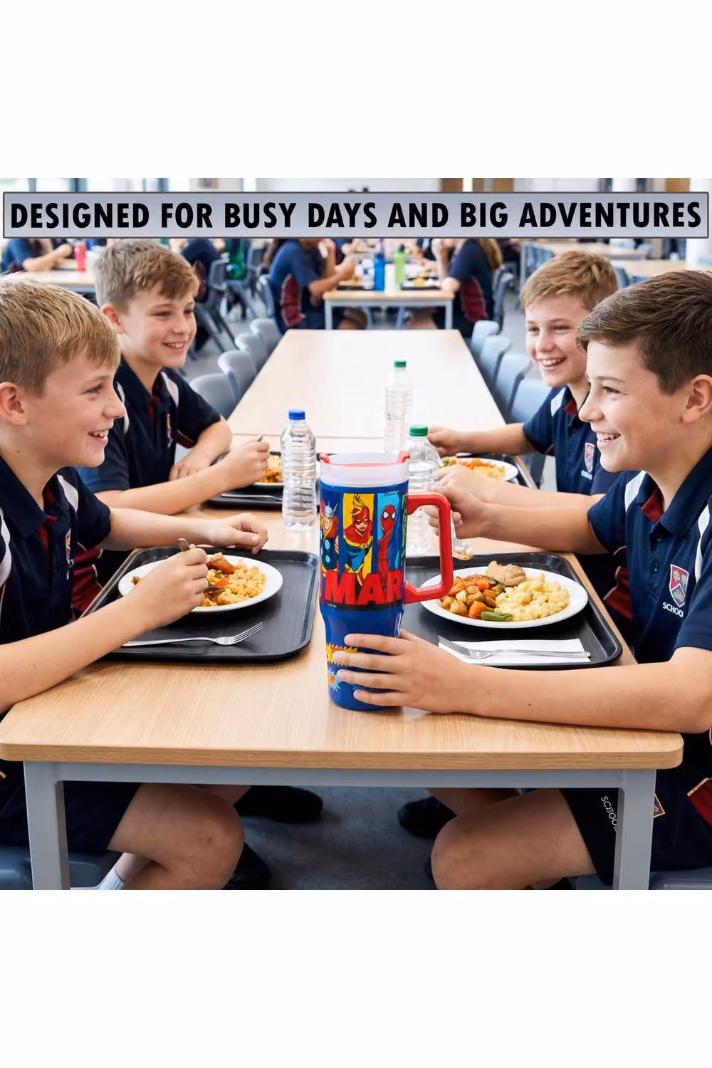 Get Trend Marvel Avengers Insulated Stainless Steel Tumbler with Straw and Handle, 920ml, Multicolour – 9