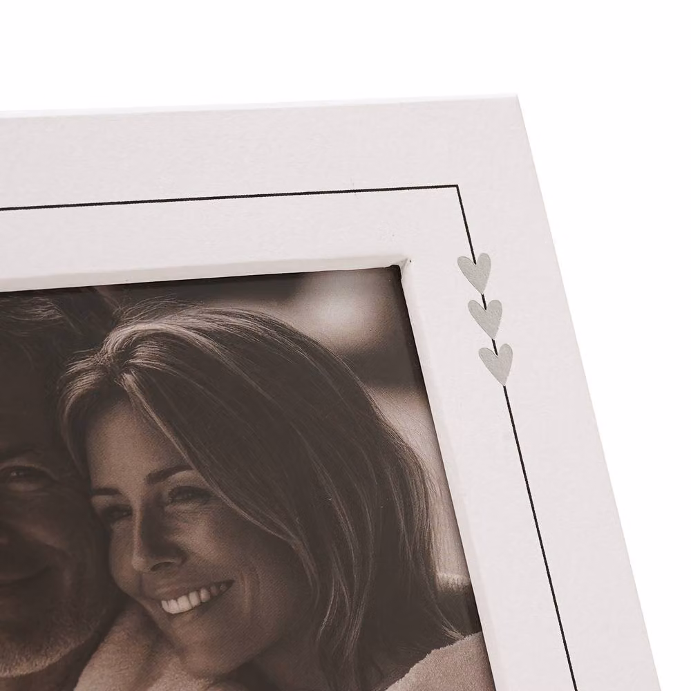 Amore by Juliana Silver Heart Wedding and Anniversary Photo Frame, White, W/H: 15.24 x 15.24 cm – 2