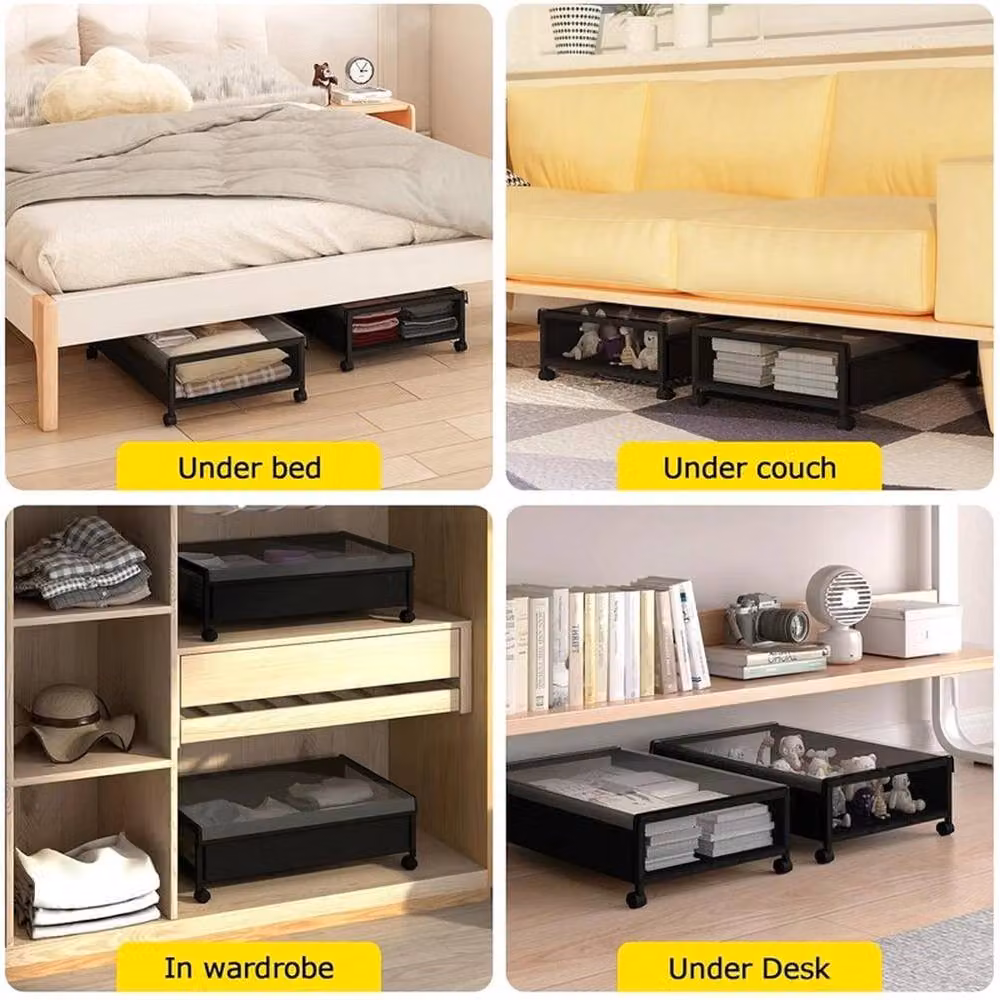EONLION Underbed Storage Box on Wheels in Black – 3