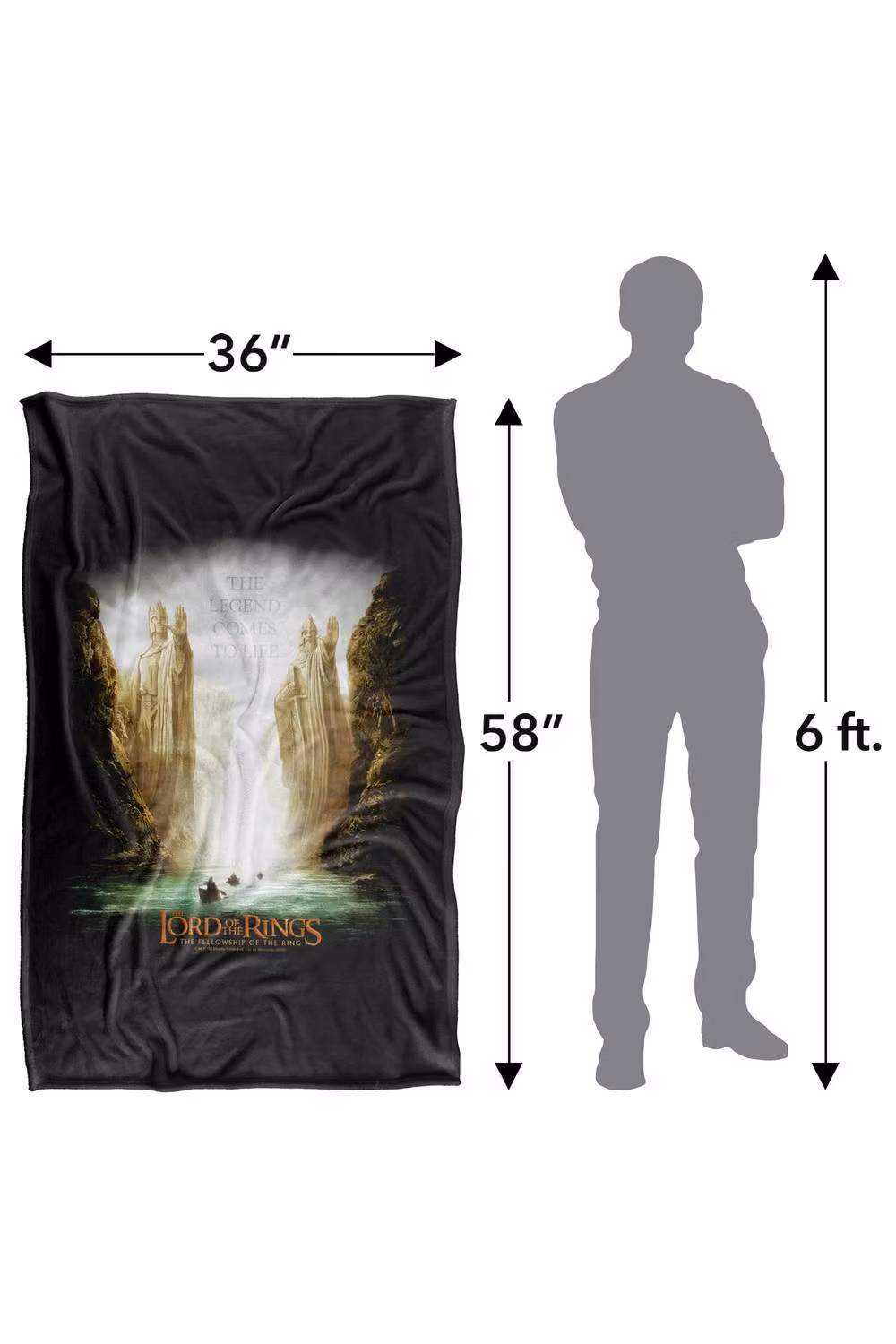 Warner Bros. Lord of the Rings Kings of Old Super Soft Fleece Throw Blanket, Multicolour, W: 152.4 cm x D: 127.0 cm – 8
