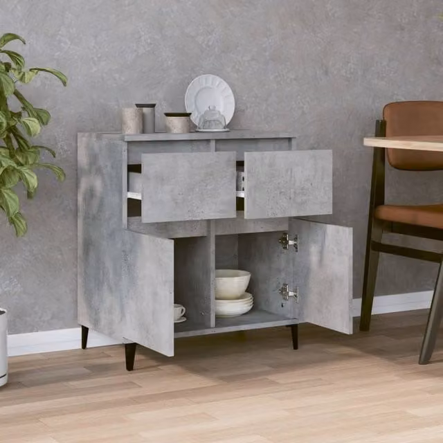 Berkfield Home Sideboard in Concrete Grey, W: 60 cm, D: 35 cm, H: 70 cm – 1