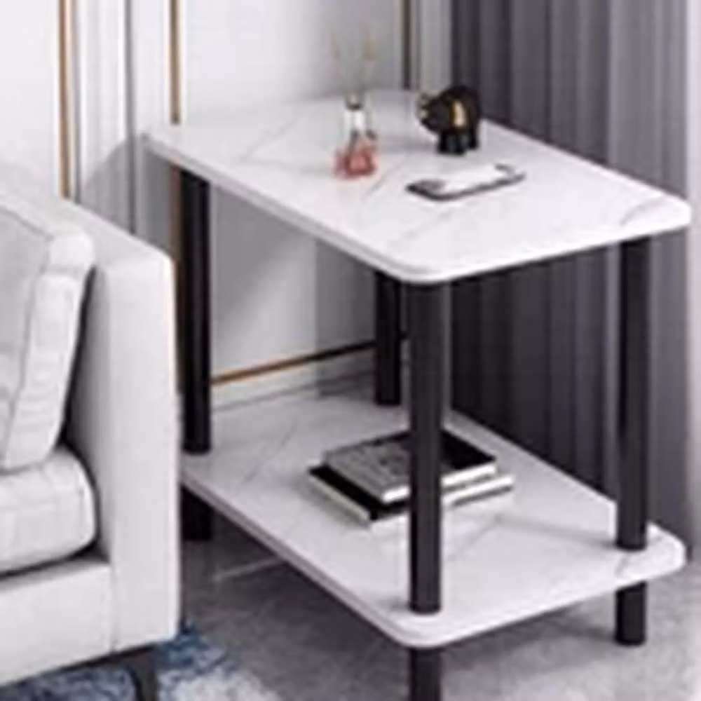 Kelvenix White Glossy Rectangular Side Table and Coffee Table for your Living Room, W/D/H: 60 x 40 x 52.5 cm – 4
