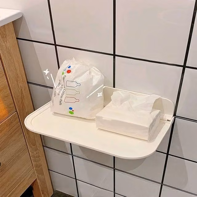 PAWNORA Large Foldable Floating Wall Mounted Shelf in White