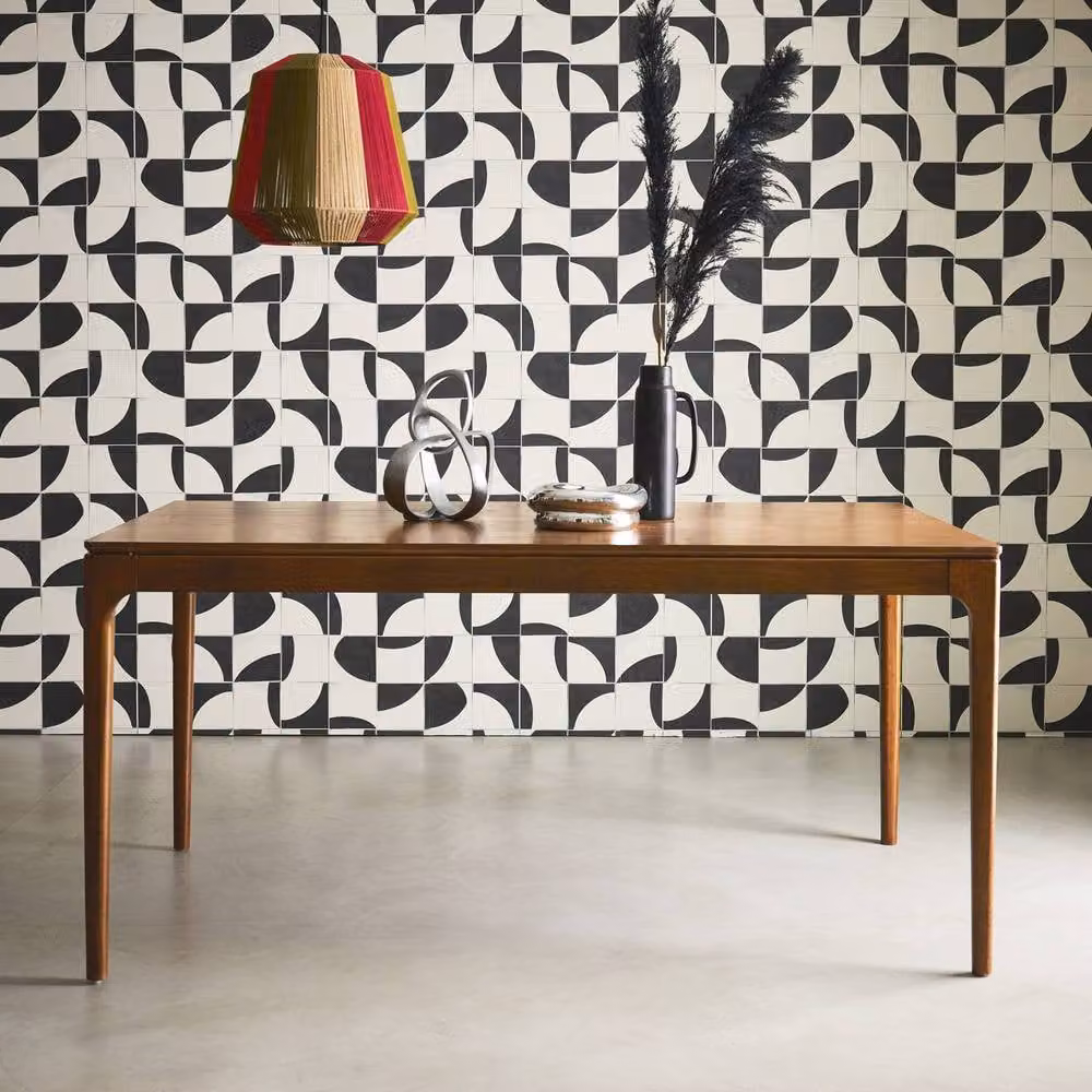 sweeek Rectangular Dining Table in Hevea Wood and Ash Veneer, Dark Brown, W/D/H: 160 x 90 x 76 cm – 3