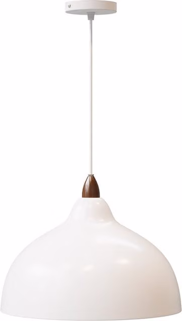 Livingandhome Modern E27 Dome Pendant Light with Metal Lampshade in White