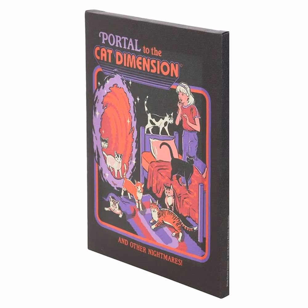 Uniqueful The Cat Dimension Canvas Plaque by Steven Rhodes, Multicolour, W: 15 cm, H: 15 cm – 3