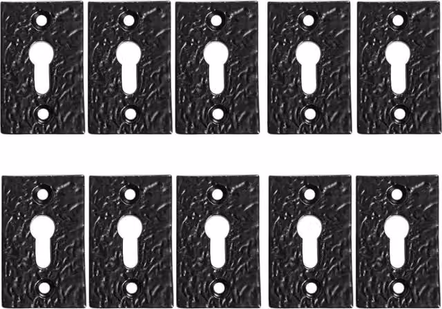 Hammer and Tongs Matt Black Iron Rectangular Escutcheon Plate, Pack of 10, W: 30 mm x H: 50 mm – 6