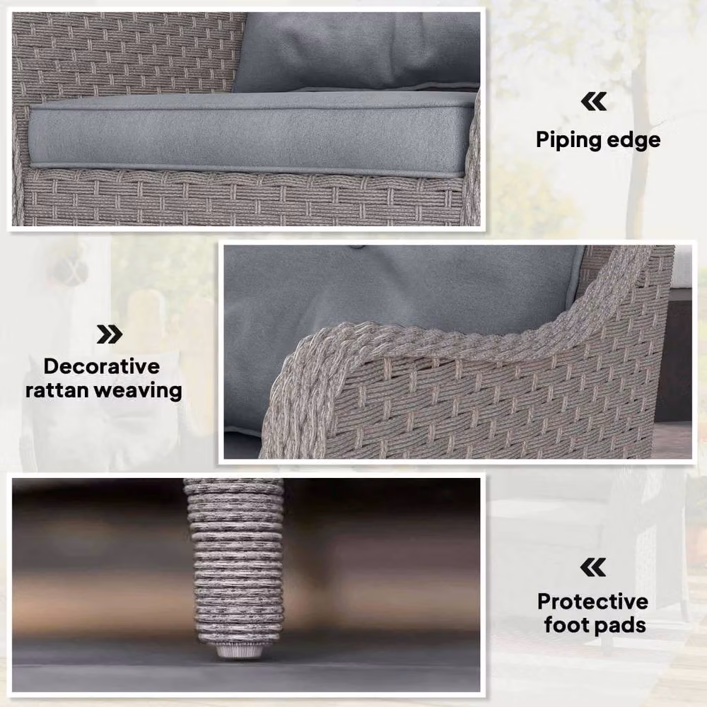 Wyld Haus Veyoto Set of 2 Grey Rattan Outdoor Armchairs with Metal Frame – 5