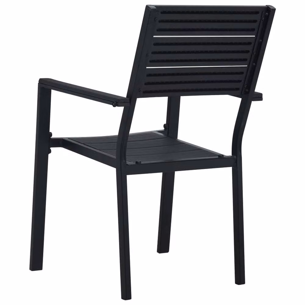 Berkfield Home Set of 4 Modern Black Wood Look Garden Chairs – 4