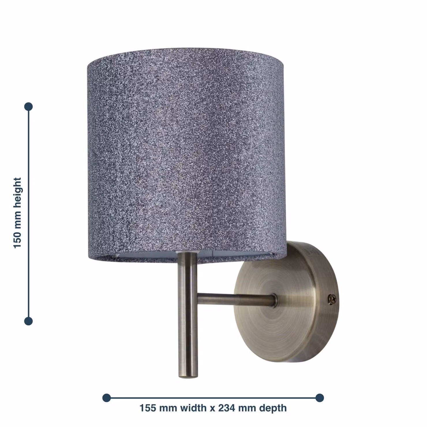 First Choice Lighting Brea Antique Brass Wall Light with Silver and Grey Fabric Shade – 4