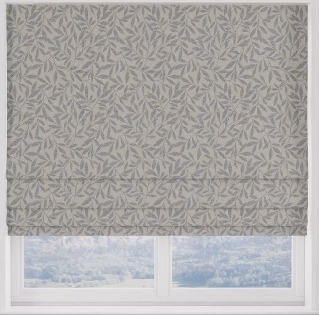 Abele Made to Measure Blackout Floral Roman Blind in Silver and Grey